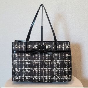 Kate Spade Belleville Plaid Helena Tote Black and White (Cream)